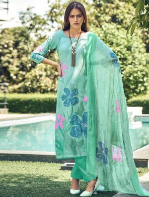 Light Green Muslin Digital Printed Elegant Salwar Kameez small FABSL22026