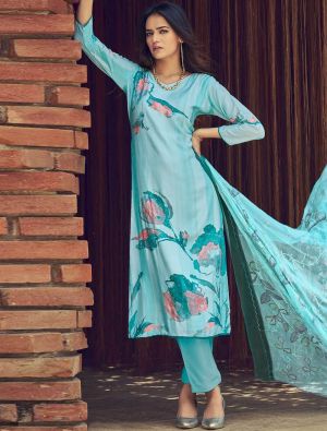 Sky Blue Muslin Digital Printed Elegant Salwar Kameez small FABSL22029