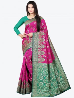Magenta Woven Soft Litchi Silk Designer Saree small FABSA21029