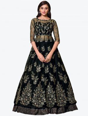 Black Net Indo Western Anarkali Suit with Dupatta small FABSL20494