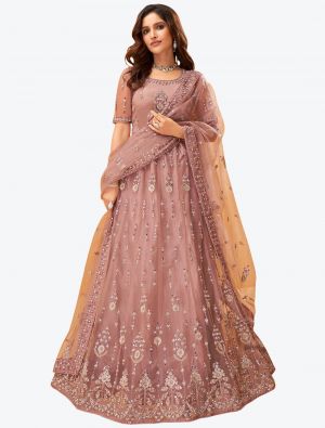 Vintage Rose Net Wedding Wear Heavy Designer Lehenga Choli with Dupatta small FABLE20171