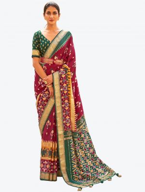 Maroon Woven Patola silk Festive Wear Designer Saree FABSA21312