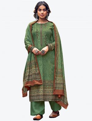Pastel Green Soft Pashmina Winter Wear Plazzo Suit with Dupatta small FABSL20624