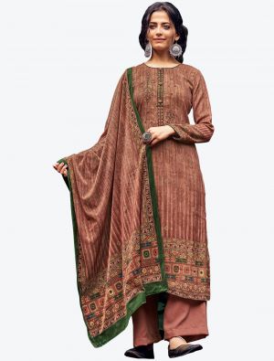 Rusty Peach Soft Pashmina Winter Wear Plazzo Suit with Dupatta small FABSL20621