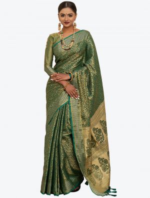 Green Woven Blended Kanchipuram Silk Festive Wear Designer Saree FABSA21360