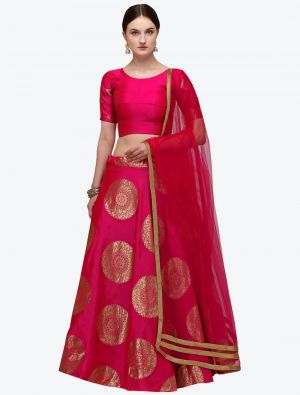 Dark Pink Banarasi Silk Designer Lehenga Choli with Dupatta small FABLE20217