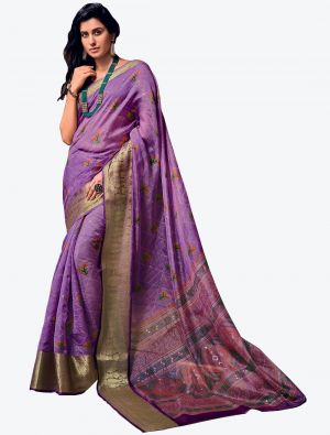 Grape Purple Velvet Chiffon Party Wear Designer Saree small FABSA21444