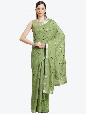 Pista Green Fancy Vichitra Silk Party Wear Designer Saree FABSA21483