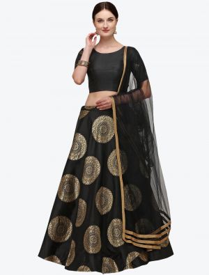 Pure Black Banarasi Silk Designer Lehenga Choli with Dupatta small FABLE20218