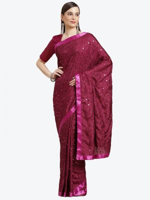 Reddish Purple Fancy Vichitra Silk Party Wear Designer Saree FABSA21485