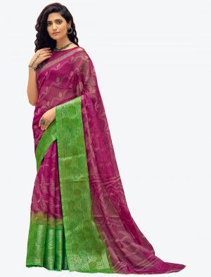 Grape Purple Fine Handloom Cotton Festive Wear Designer Saree FABSA21510