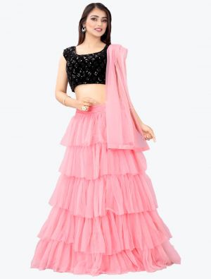 Baby Pink Net Party Wear Lehenga Choli with Dupatta FABLE20272