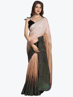 Brown Fancy Georgette Party Wear Designer Saree small FABSA21579