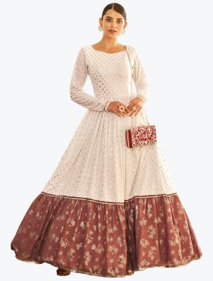 off white fine georgette party wear anarkali gown   small fabgo20126