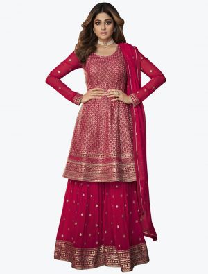 Dark Pink Pure Georgette Stylish Designer Sharara Suit small FABSL20949