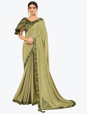Pista Green Silk Georgette Party Wear Fancy Designer Saree small FABSA21638