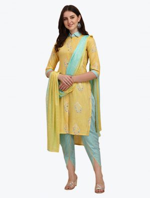 Light Yellow Fine Rayon Patiala Style Readymade Suit FABSL20981