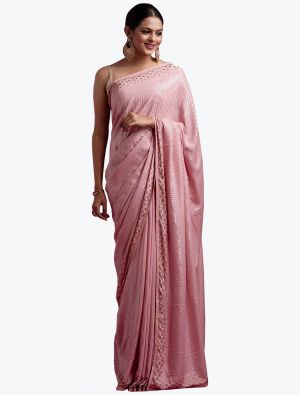Onion Pink Fancy Georgette Party Wear Saree small FABSA21802