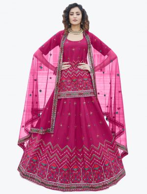 Rani Pink Chinon Chiffon Exclusive Designer Lehenga Choli small FABLE20310