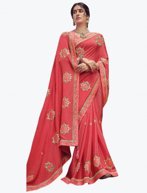 Deep Violet Chinon Embroidered Saree small FABSA21894