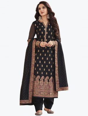 Black Sansui Silk Woven Designer Salwar Suit small FABSL21249