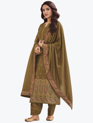 Brown Sansui Silk Woven Designer Salwar Suit small FABSL21246