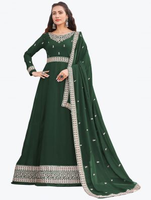 Green Faux Georgette Anarkali Suit With Dori Embroidery small FABSL21318