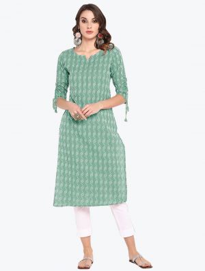 light green cotton casual wear kurti fabku20725