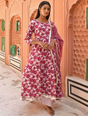 Pink Premium Cotton Readymade Palazzo Suit swatch FABSL21394