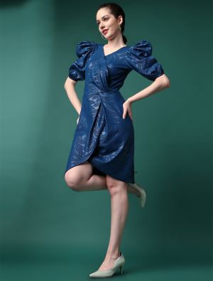 oxford blue cotton lycra chic bodycon dress fabku20784