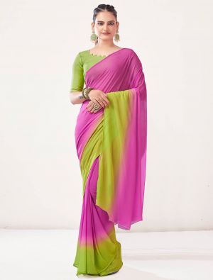 Magenta Georgette Bollywood Style Ready To Wear Saree