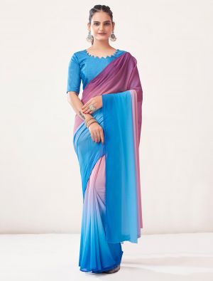 Mauve Georgette Bollywood Style Ready To Wear Saree