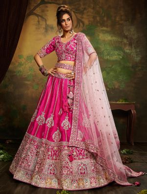 Rani Pink Premium Silk Designer Bridal Lehenga Choli small FABLE20358