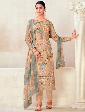 Beige Pure cotton Salwar Kameez With Crosio Lace small FABSL21599