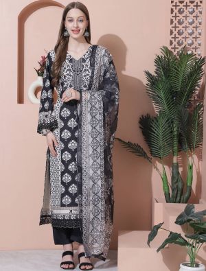 Black Pure Cotton Digital Printed Salwar Suit small FABSL21825