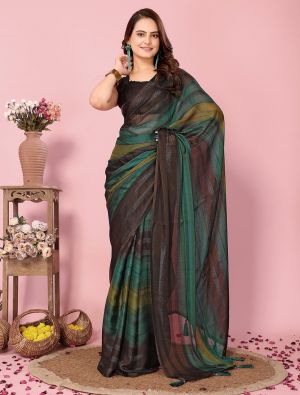 Dark Green Rangoli Silk Ready To Wear Saree