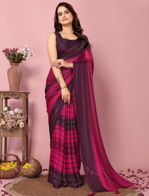 Dark Pink Rangoli Silk Ready To Wear Saree