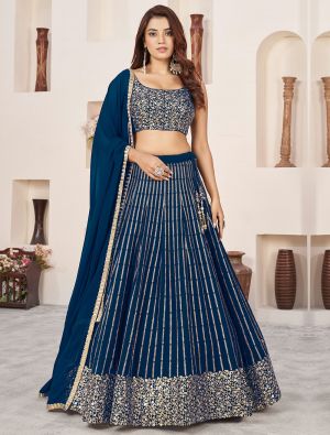 Buy Designer Royal Blue Lehenga Choli Online Fabanza