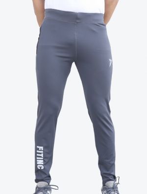 Grey Stretchable Track Pant With Zipper Pocket