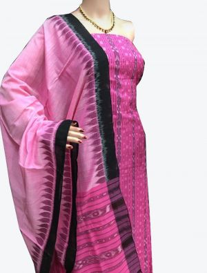 Pink Handwoven Sambalpuri Cotton Unstitched Suit with Dupatta small FABSL20242