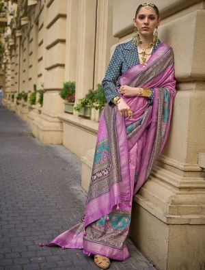 Hot Pink Art Silk Premium Designer Saree