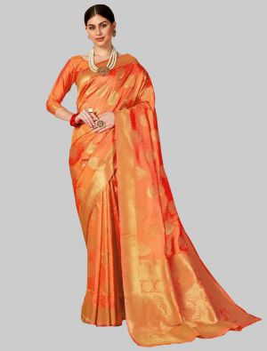 Orange Silk Designer Saree small FABSA20146