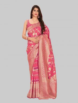 Pink Banarasi Silk Designer Saree small FABSA20251