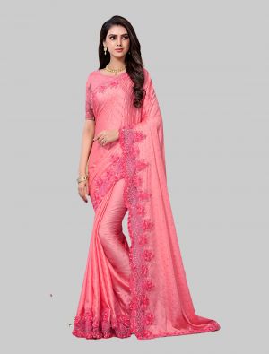Pink Silk Designer Saree small FABSA20222