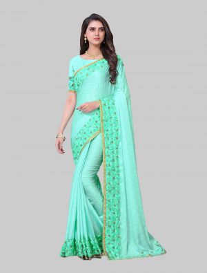 Pista Green Silk Designer Saree small FABSA20226