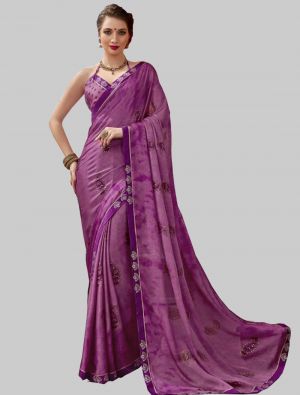 Purple Chiffon Designer Saree small FABSA20213
