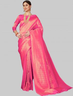 Rani Pink Woven Designer Saree small FABSA20144