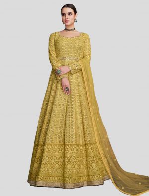 Yellow Georgette Anarkali Suit with Dupatta small FABSL20065