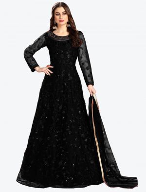 Black Net Anarkali Suit with Dupatta small FABSL20118