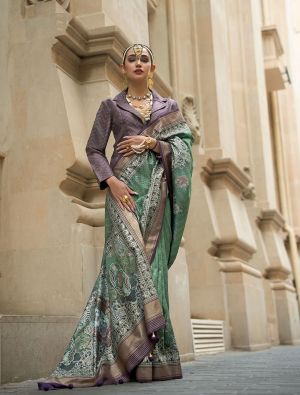 Moss Green Art Silk Premium Designer Saree